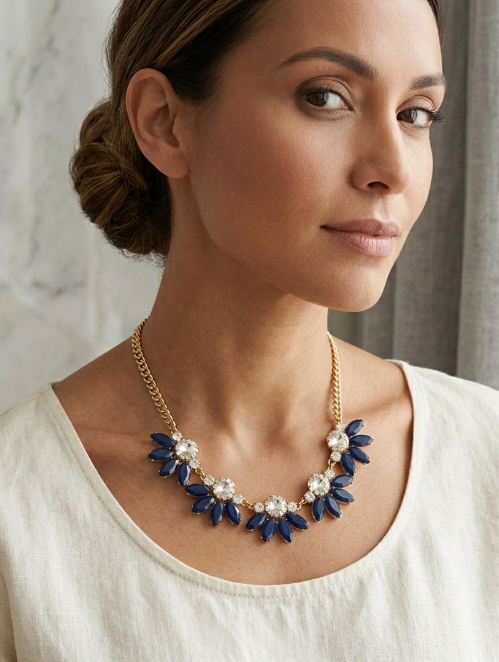 J. Crew Blue & Crystal Collar Necklace